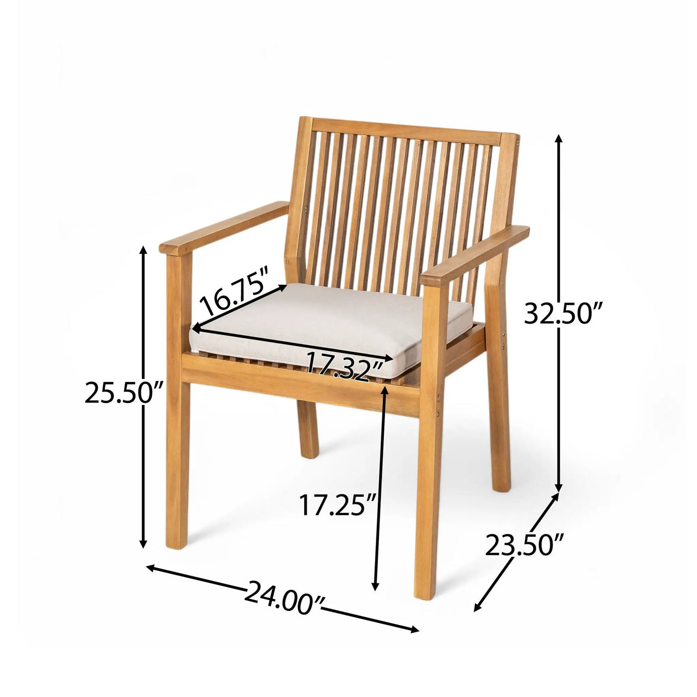 7 Piece Patio Furniture Set Acacia Wood Table And 6 Cushioned Chairs by HouseOfZazla