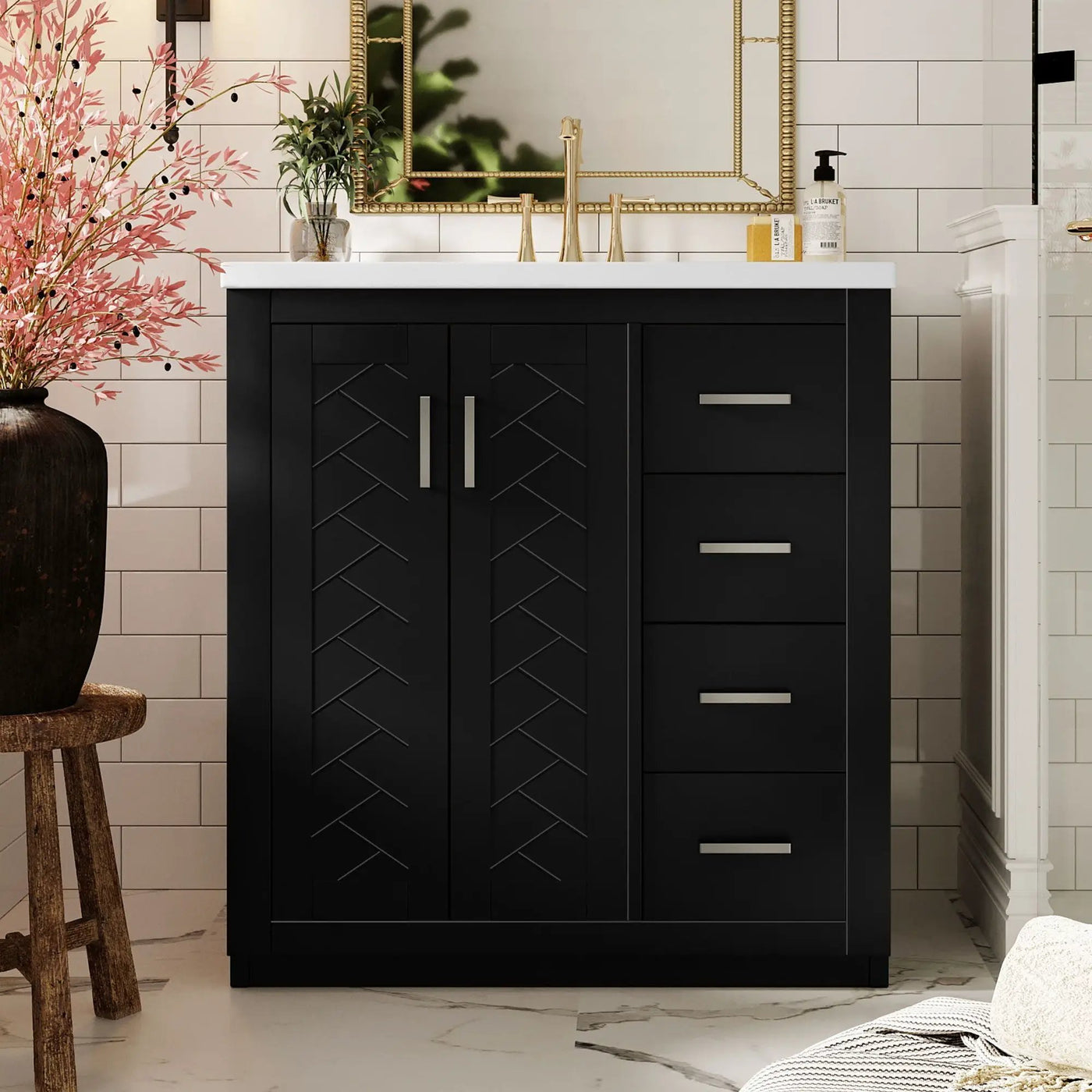 Bathroom Vanity With Sink, Storage Cabinet, Freestanding Set With 3 Drawers & Soft Closing Doors by HouseOfZazla