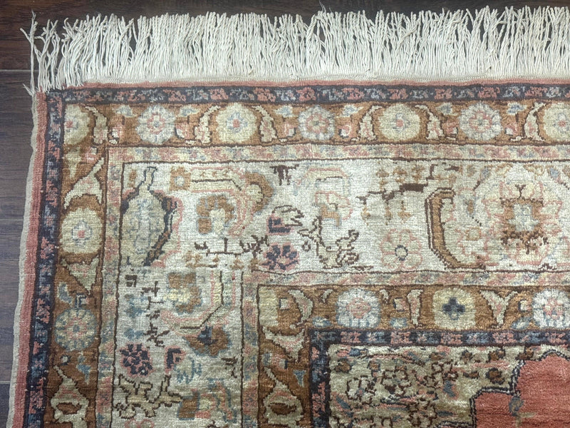 Silk Turkish Kayseri Rug 4x6, Haji Jalili Design, Vintage Rug by Jewel Rugs