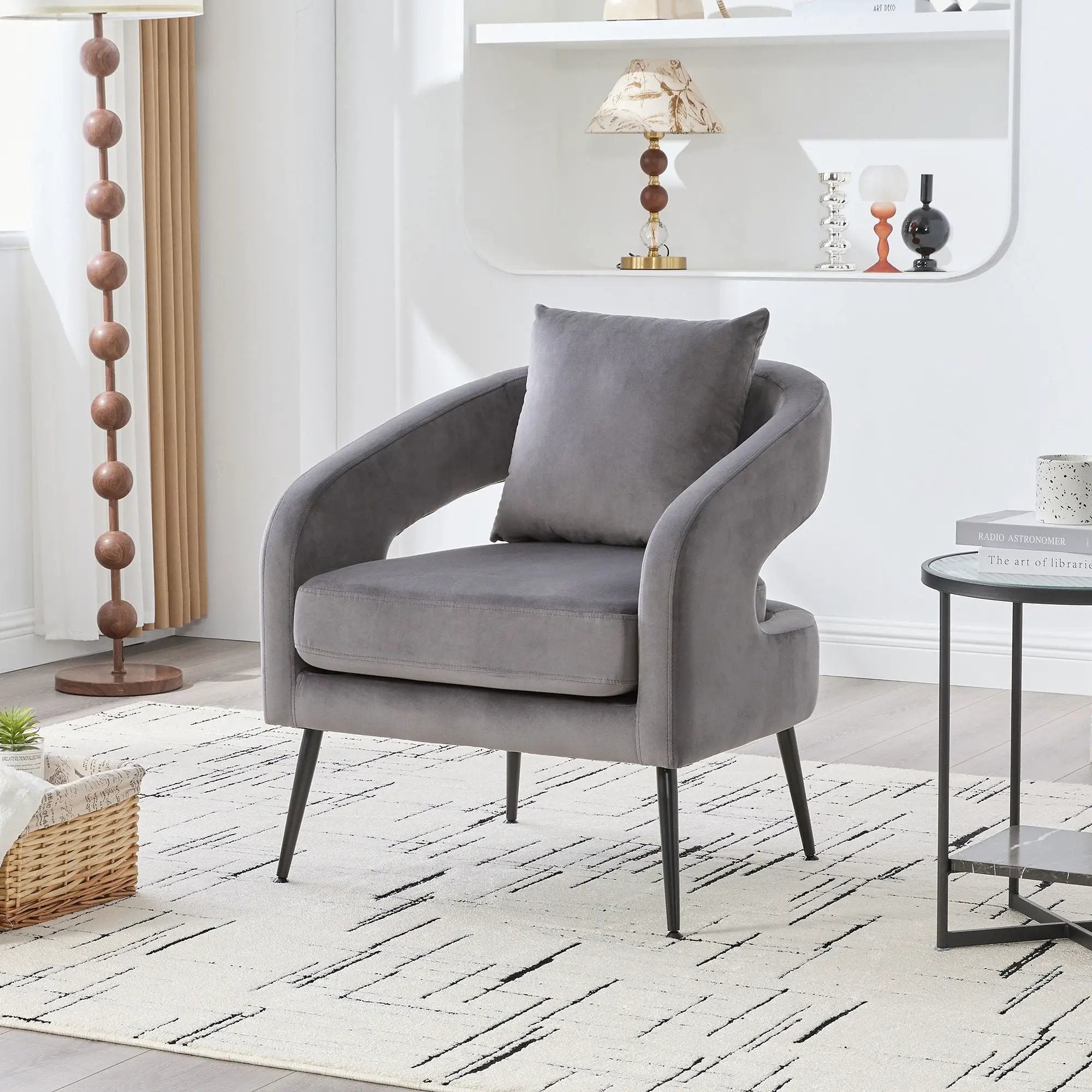 Open Back Accent Chair, Round Sofa Lounge Armchair by Unique Piece Furniture