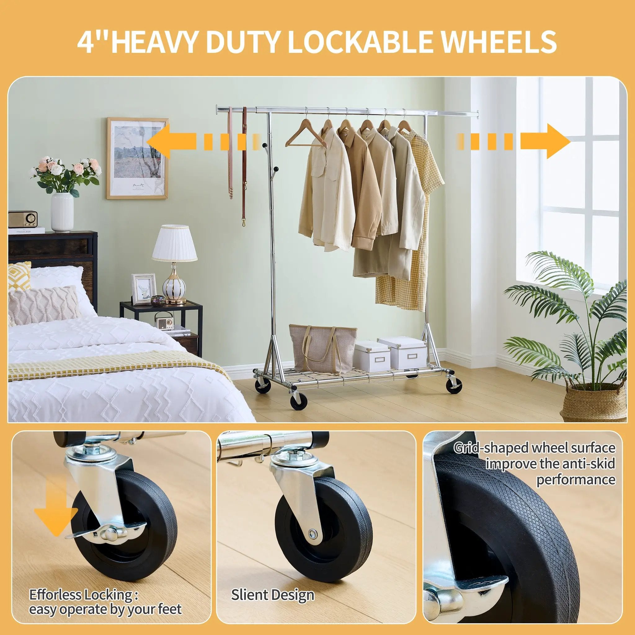 Heavy Duty Rolling Clothes Rack by HouseOfZazla