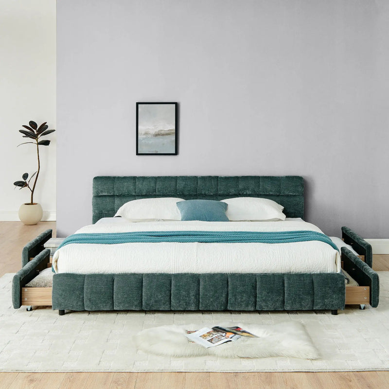 Modern Platform Bed Frame With Thick Fabric by Unique Piece Furniture