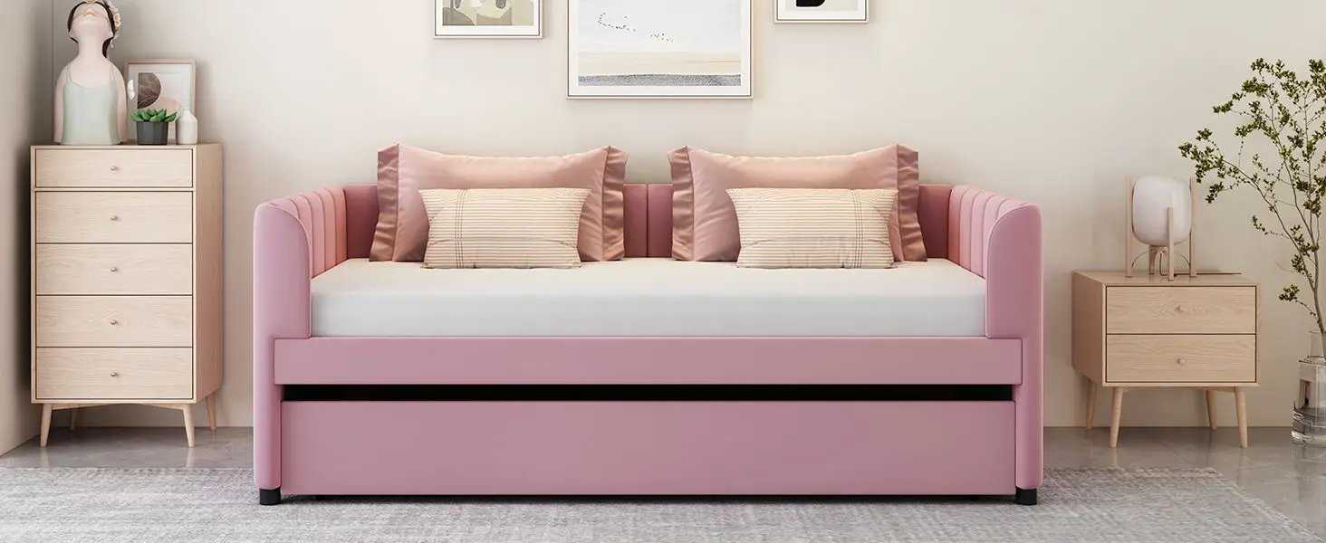 Upholstered Daybed With Ergonomic Design Backrest by HouseOfZazla