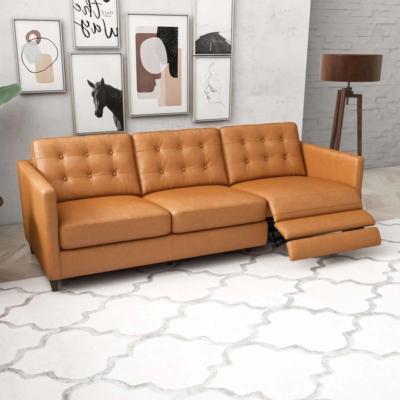 Christopher Tan Leather Electric Inclining Sofa by HouseOfZazla