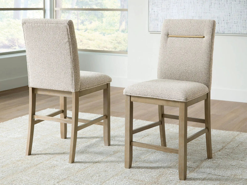 Lasinger - Upholstered Barstool (Set of 2) - Light Brown by Unique Piece Furniture