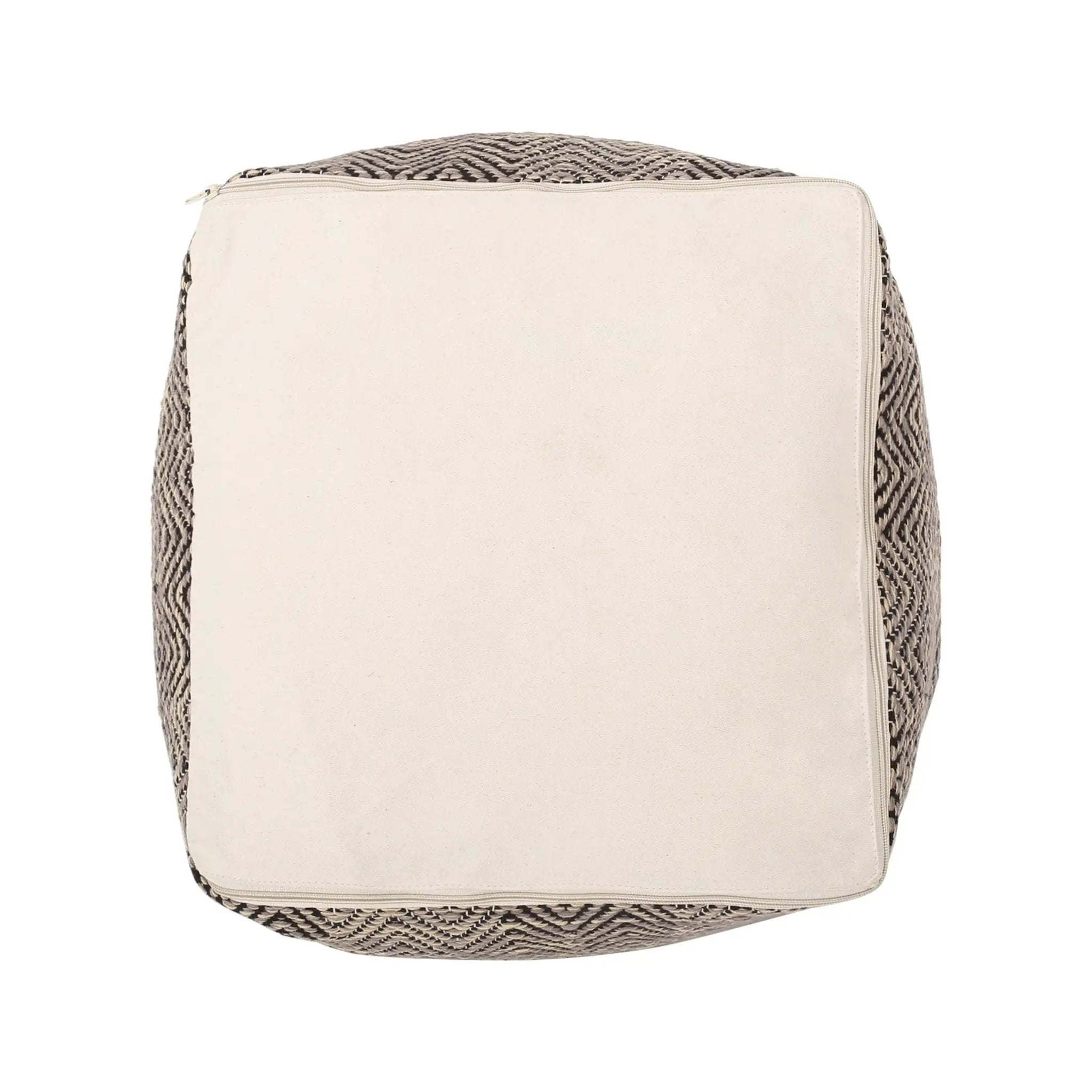 Barracuda - Handcrafted Cotton Pouf With Chevron Pattern - Brown / Beige by Unique Piece Furniture