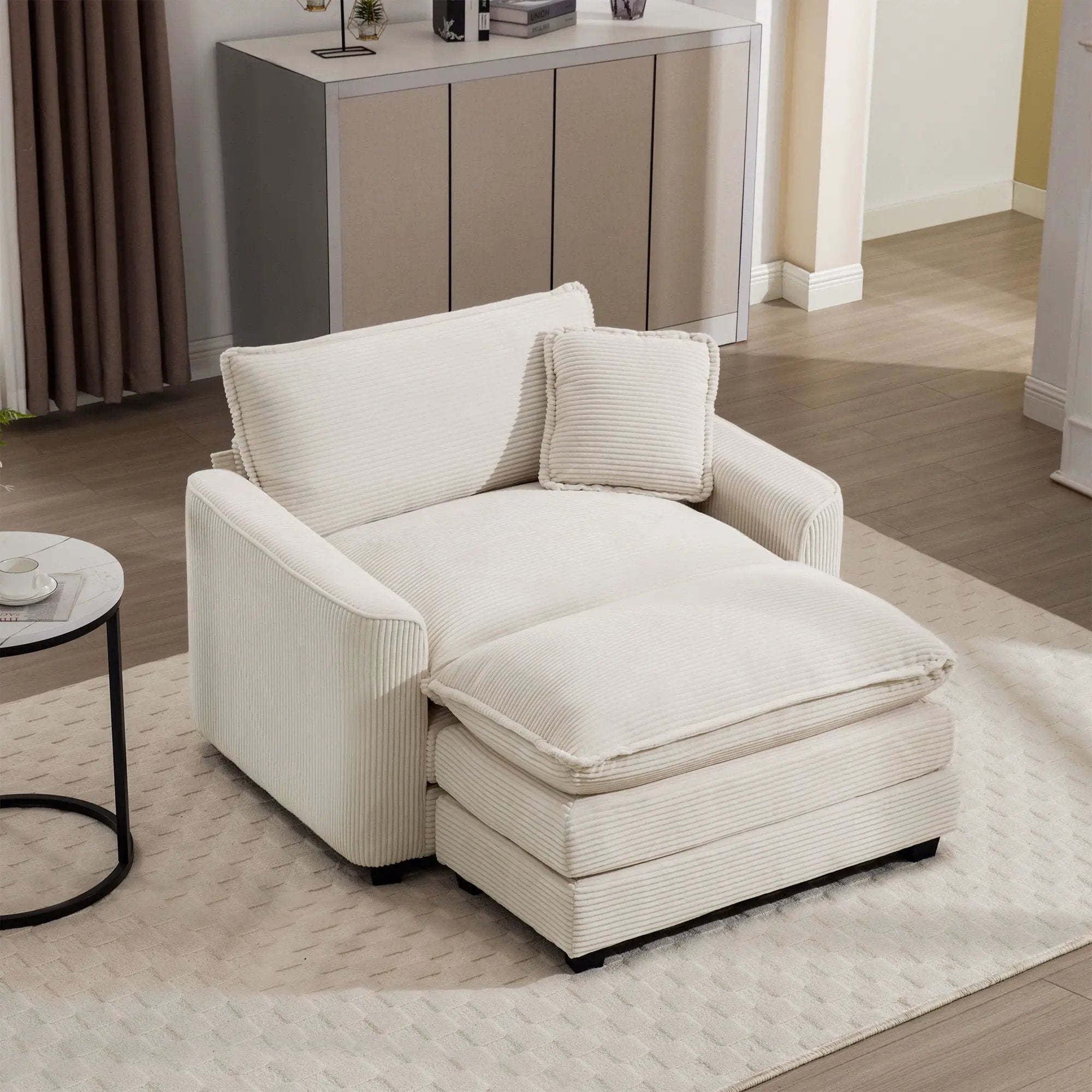 Classic Modern Comfortable Single Chair Deep Seat Sofa With Footstool by HouseOfZazla