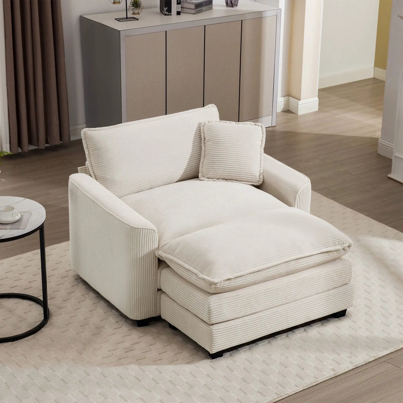 Classic Modern Comfortable Single Chair Deep Seat Sofa With Footstool by HouseOfZazla