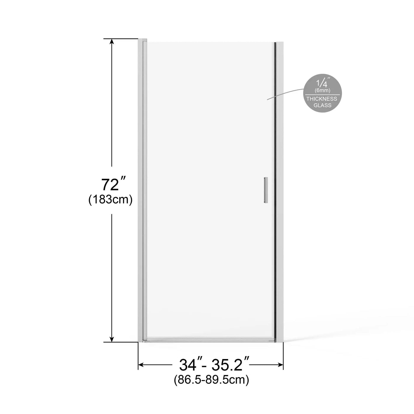 Pivot Shower Door, Tempered Glass, Semi Frameless by HouseOfZazla