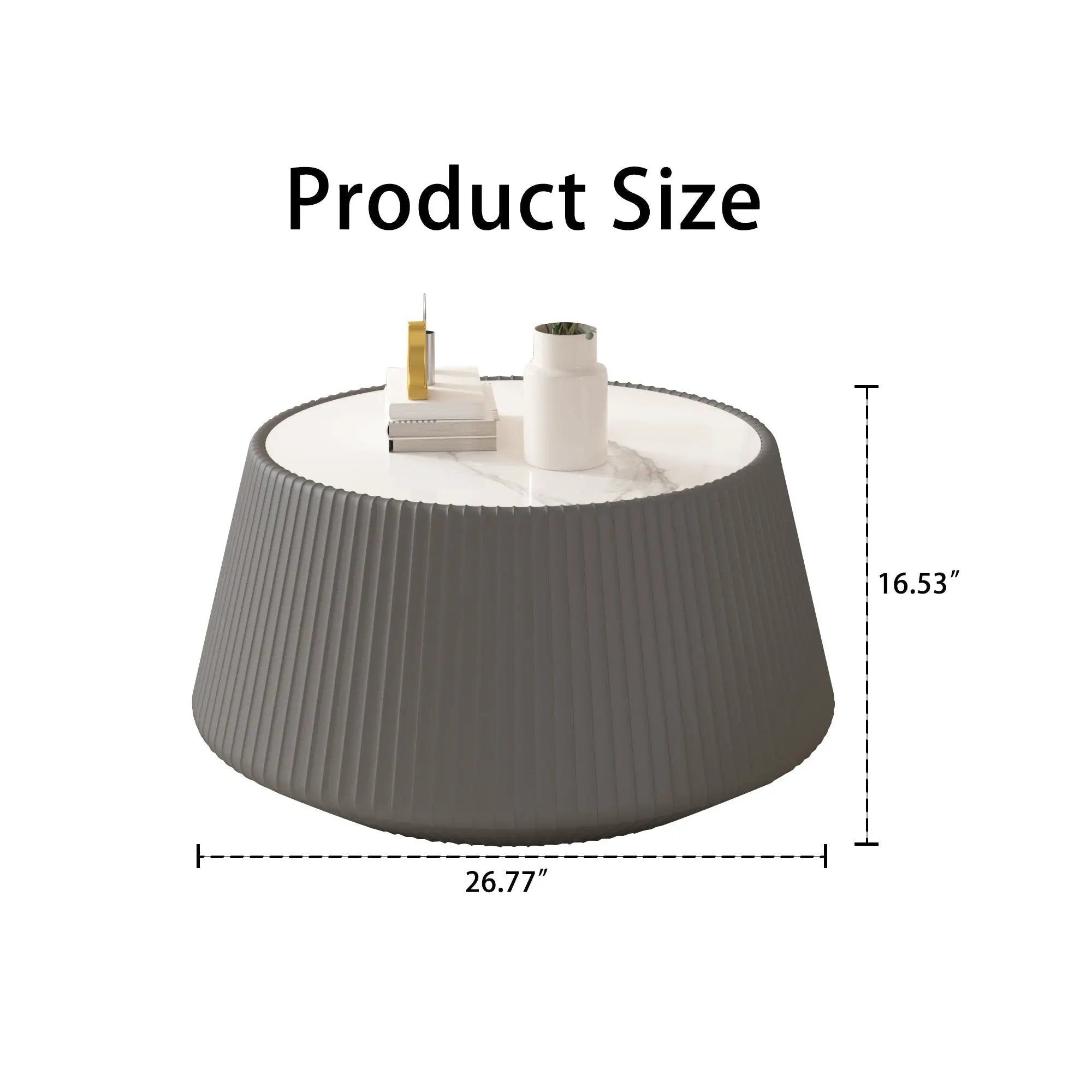 Light Sintered Stone Top Cup Shape Leather Coffee Table by HouseOfZazla