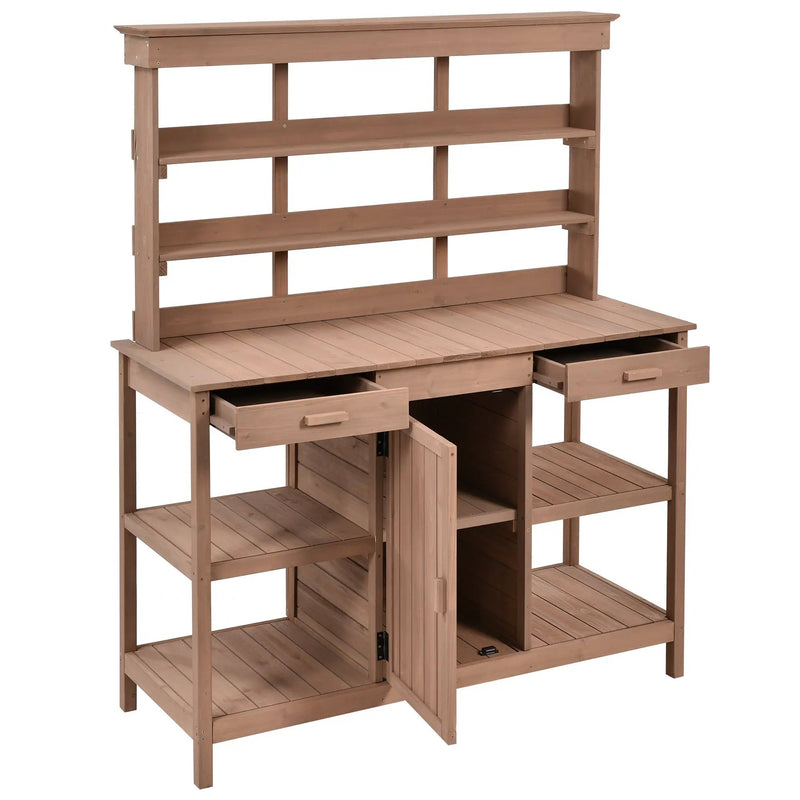 TOPMAX 66" Large Outdoor Farmhouse Wooden Potting Bench Table by HouseOfZazla