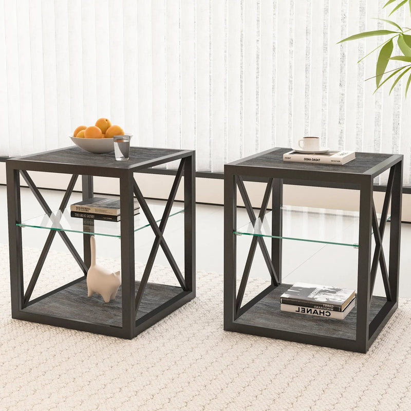 Set of 2 Modern End Tables for Bedroom & Living Room by HouseOfZazla