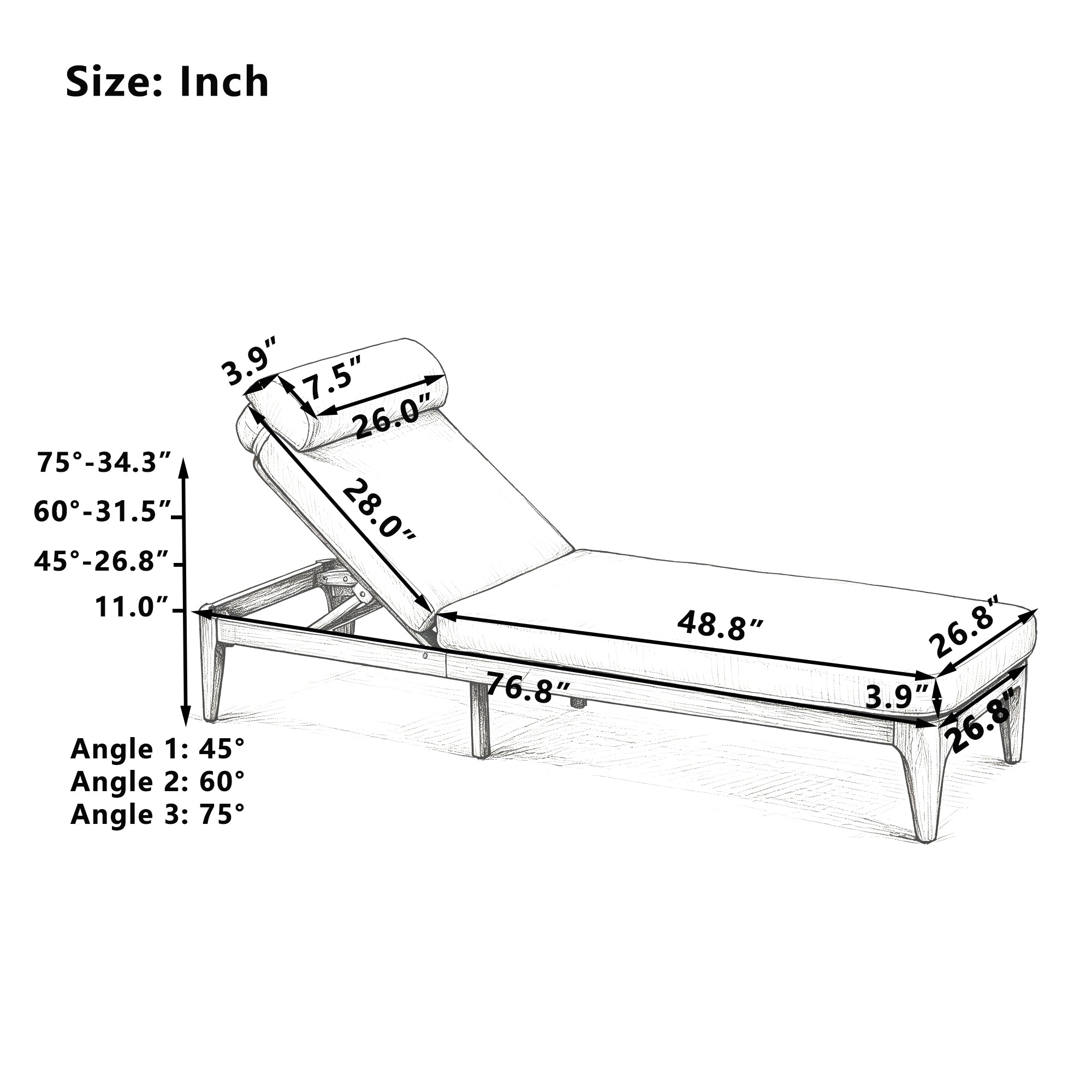 TOPMAX Acacia Wood Chaise Lounge by HouseOfZazla