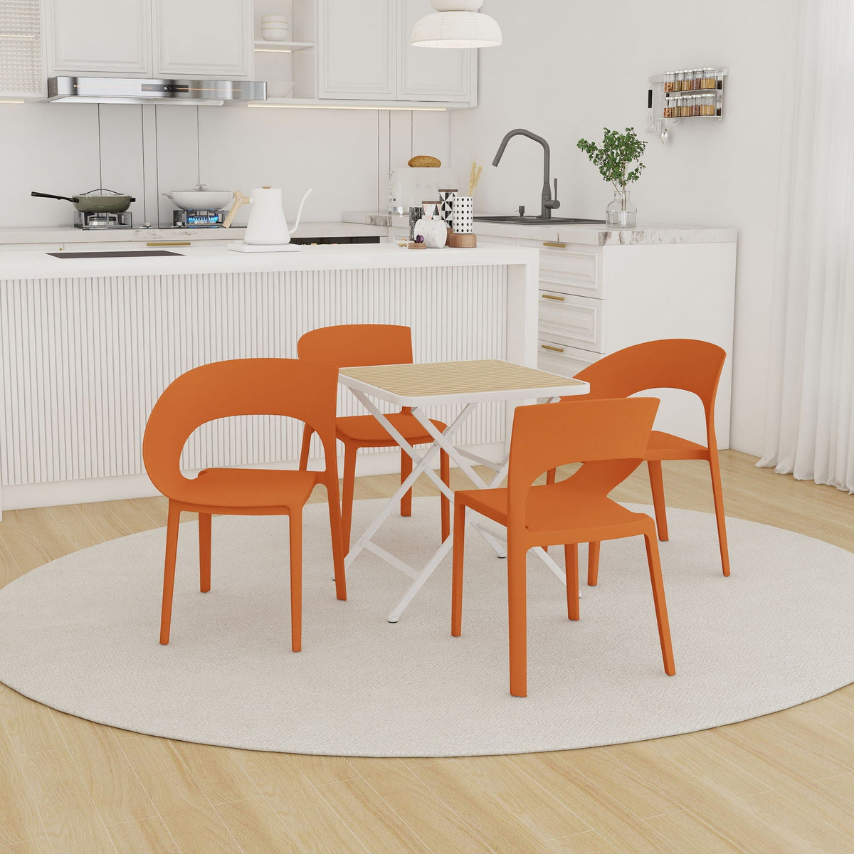 4 Piece Set Of Modern Designed Single Chairs With Folding Square Table, photo 13 of 14