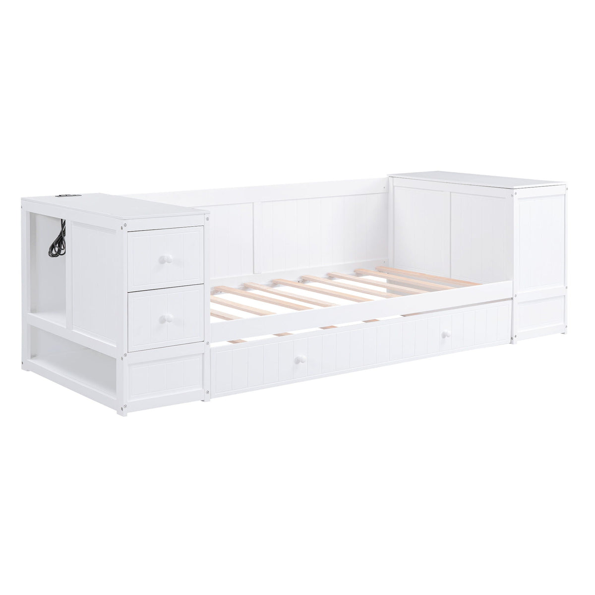 Daybed With Storage Arms and Charging Station - Twin Trundle Bed, photo 2 of 39