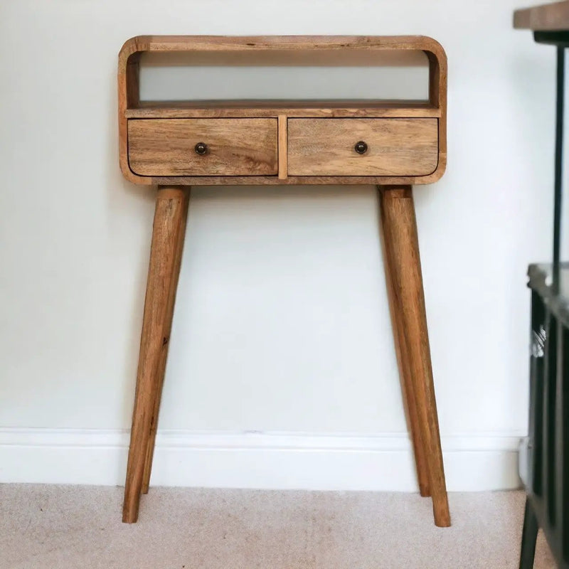 Curved Chestnut Console Table by Unique Piece Furniture