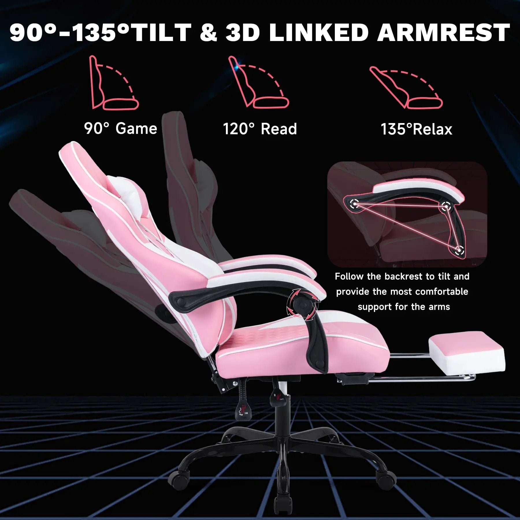 Ergonomic Video Gamer Chair with Massage Lumbar Support by HouseOfZazla