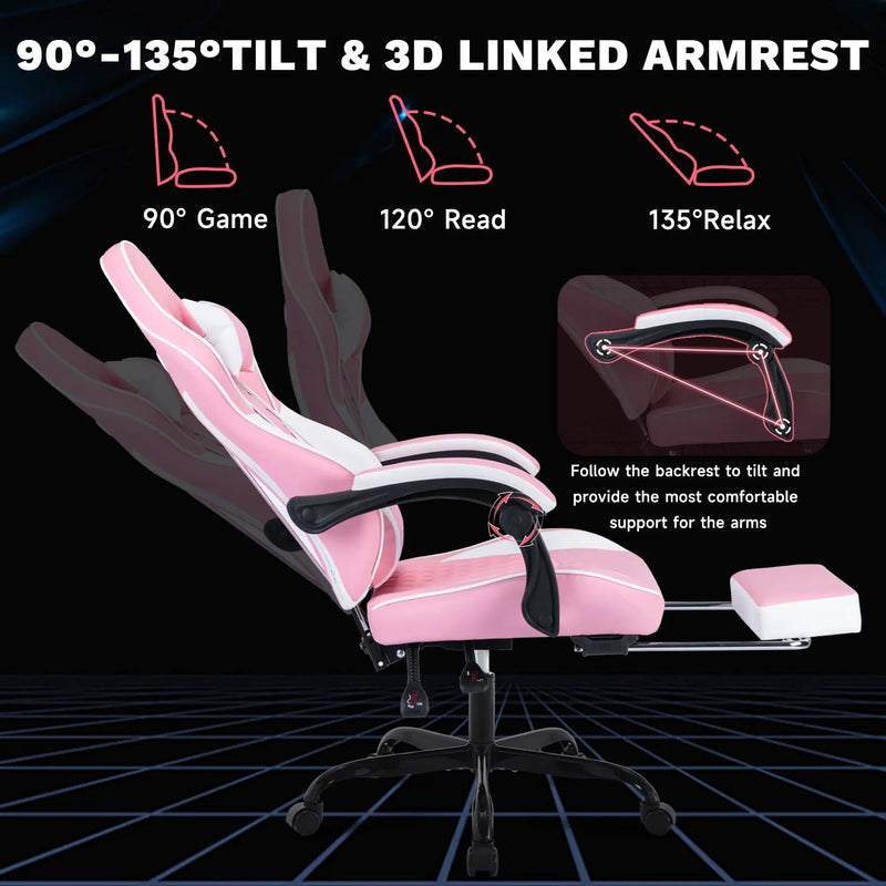 Ergonomic Video Gamer Chair with Massage Lumbar Support by HouseOfZazla