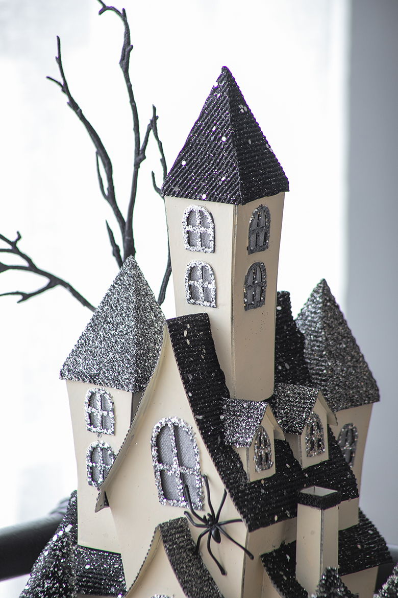 Cardboard Lighted Haunted House with Lights - Beige / Black, photo 9 of 9