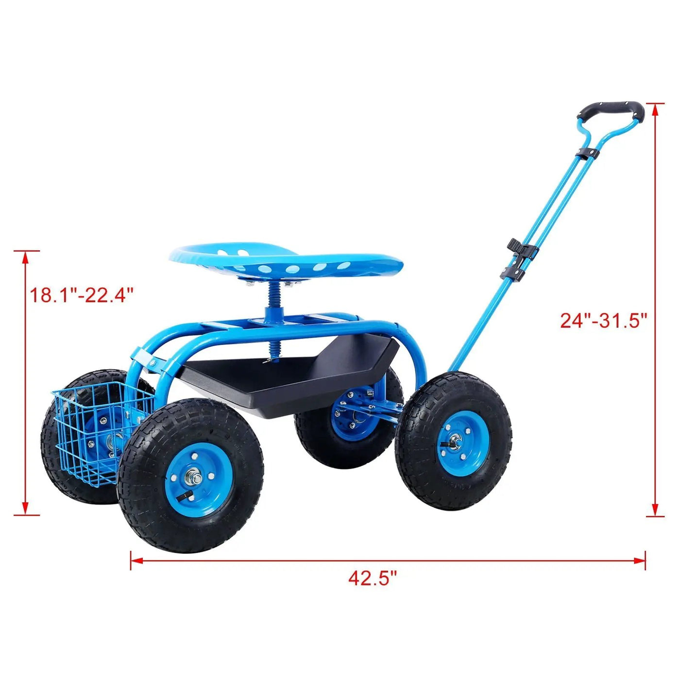 Rolling Garden Scooter Cart With 360° Swivel Seat And Tool Tray by HouseOfZazla