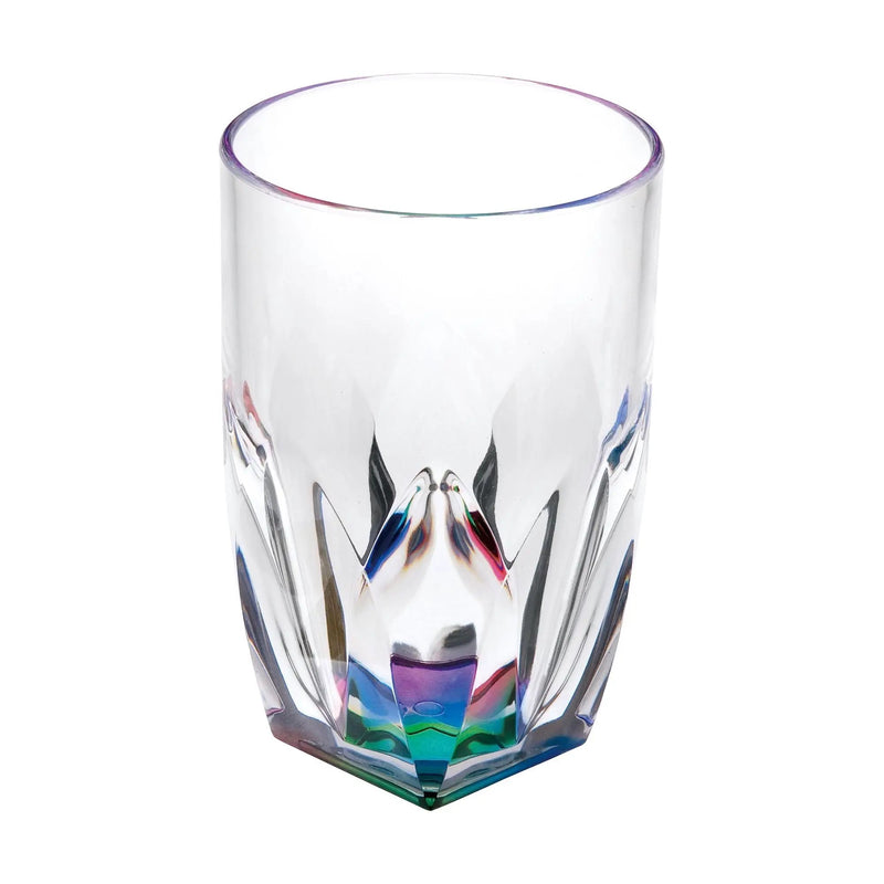 Rainbow Diamond Acrylic Glasses Drinking (Set of 4) Hi Ball 17Oz, Bpa Free Plastic Cocktail Glasses - Clear by HouseOfZazla