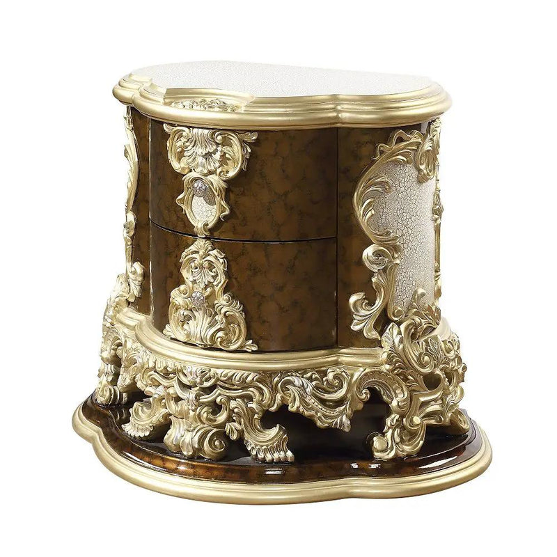 Desiderius - Nightstand - Antique Gold & Hand Painted Brown by Unique Piece Furniture