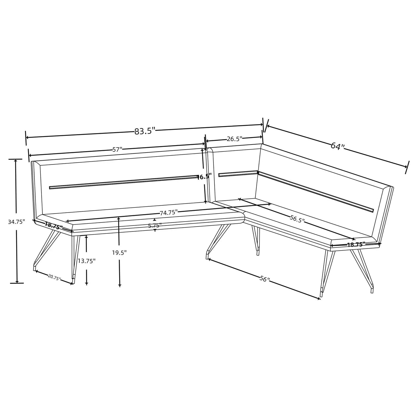 Ledger - L-Shaped Dining Bench by HouseOfZazla