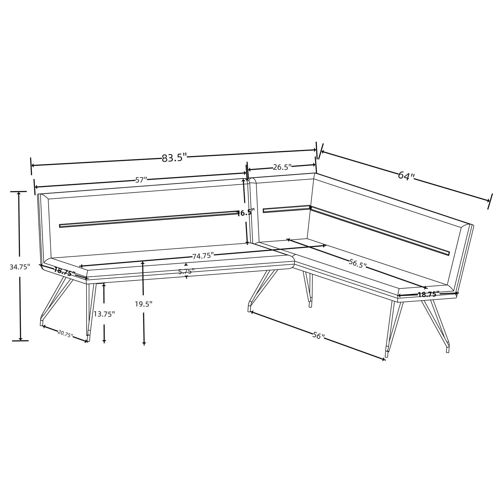 Ledger - L-Shaped Dining Bench by HouseOfZazla