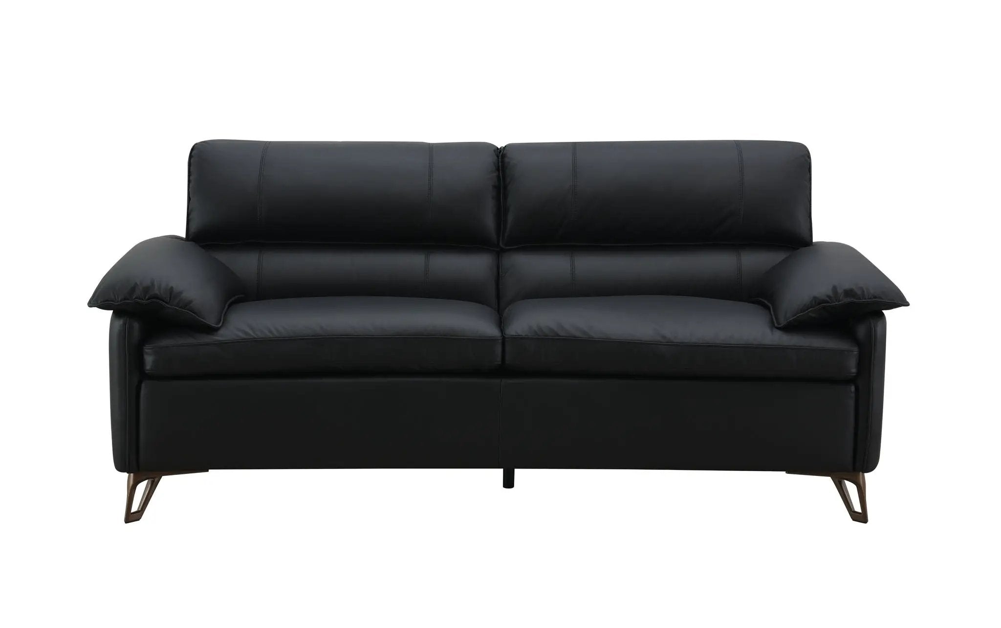 Eilene - Top Grain Leather Loveseat - Black by HouseOfZazla