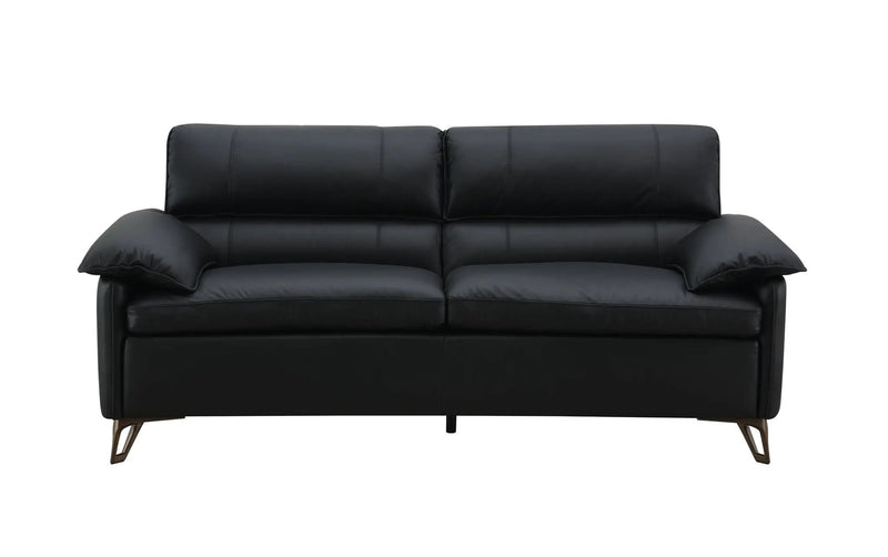 Eilene - Top Grain Leather Loveseat - Black by HouseOfZazla