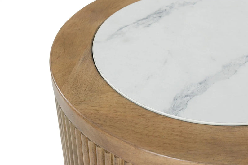 Camdill - Round End Table - Light Brown / White by Unique Piece Furniture