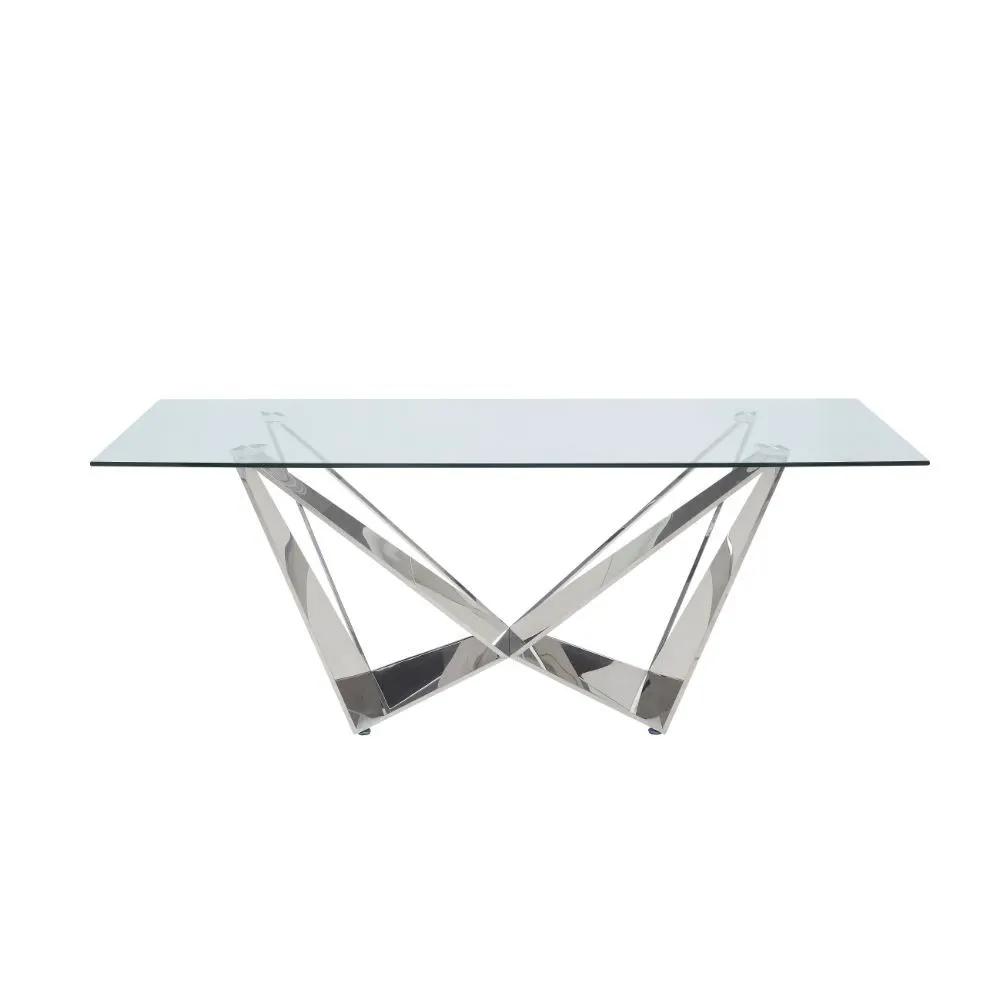 Dekel - Dining Table - Clear Glass Top & Stainless Steel by Unique Piece Furniture