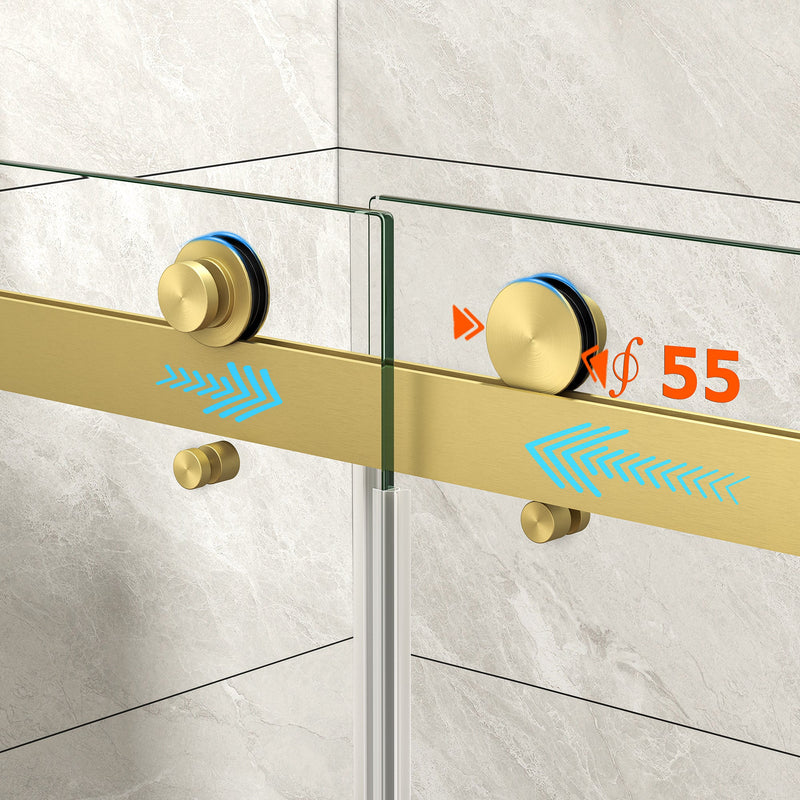 55"-60" W x 76" H Brushed Frameless Shower Door by HouseOfZazla