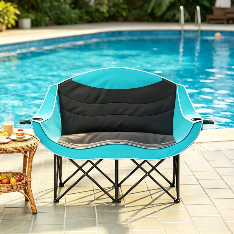 Foldable Outdoor Chair, Camping Chair, Outdoor Loveseat, Portable Hiking Chair by HouseOfZazla