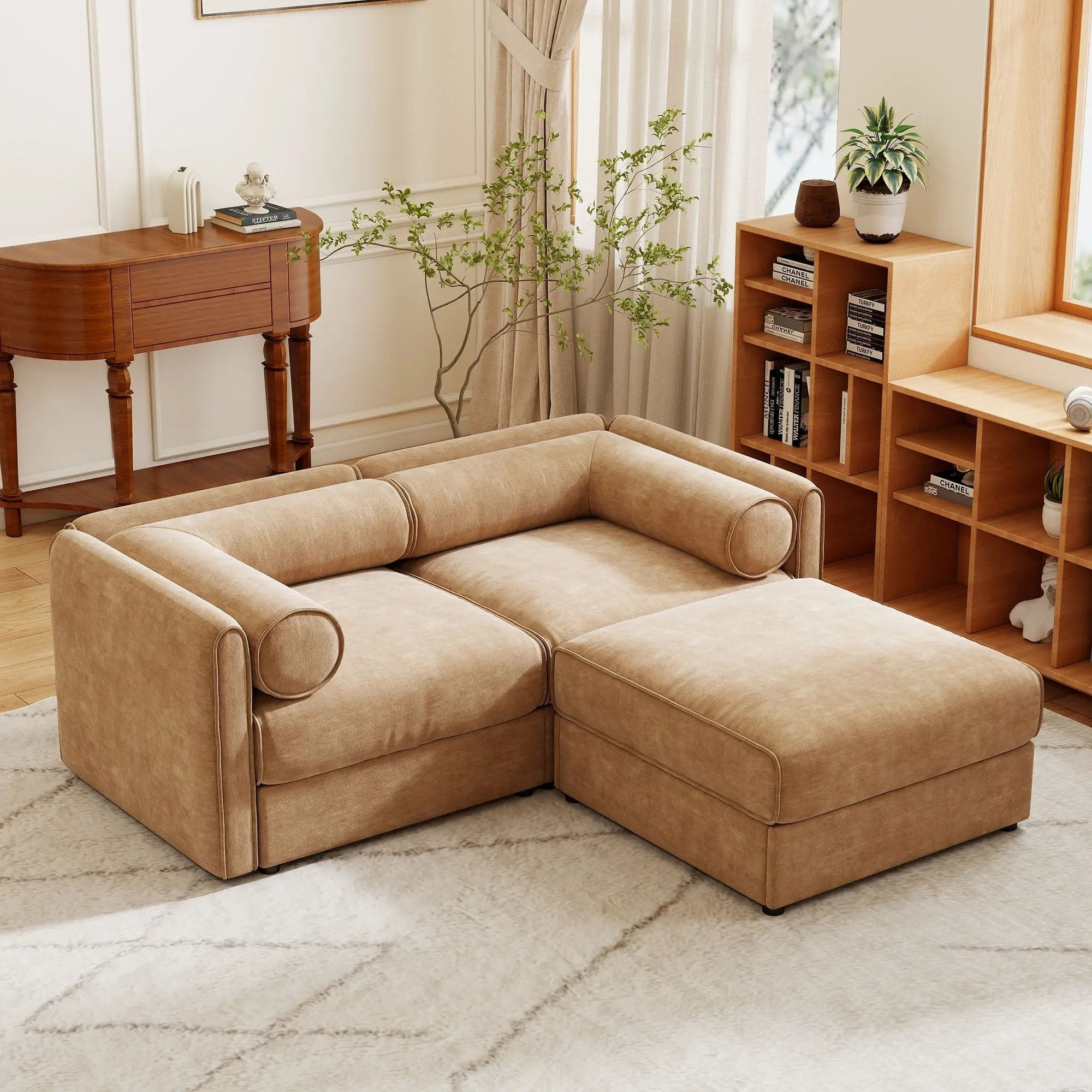 Contemporary Elegant Sofa With Storage And Ottoman by HouseOfZazla