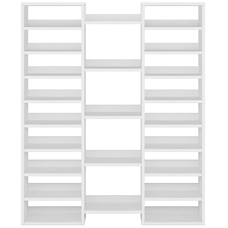14 Tier Shoe Storage Cabinet With 23 Open Cubbies, 46 Pairs Capacity Entryway Organizer - White by HouseOfZazla