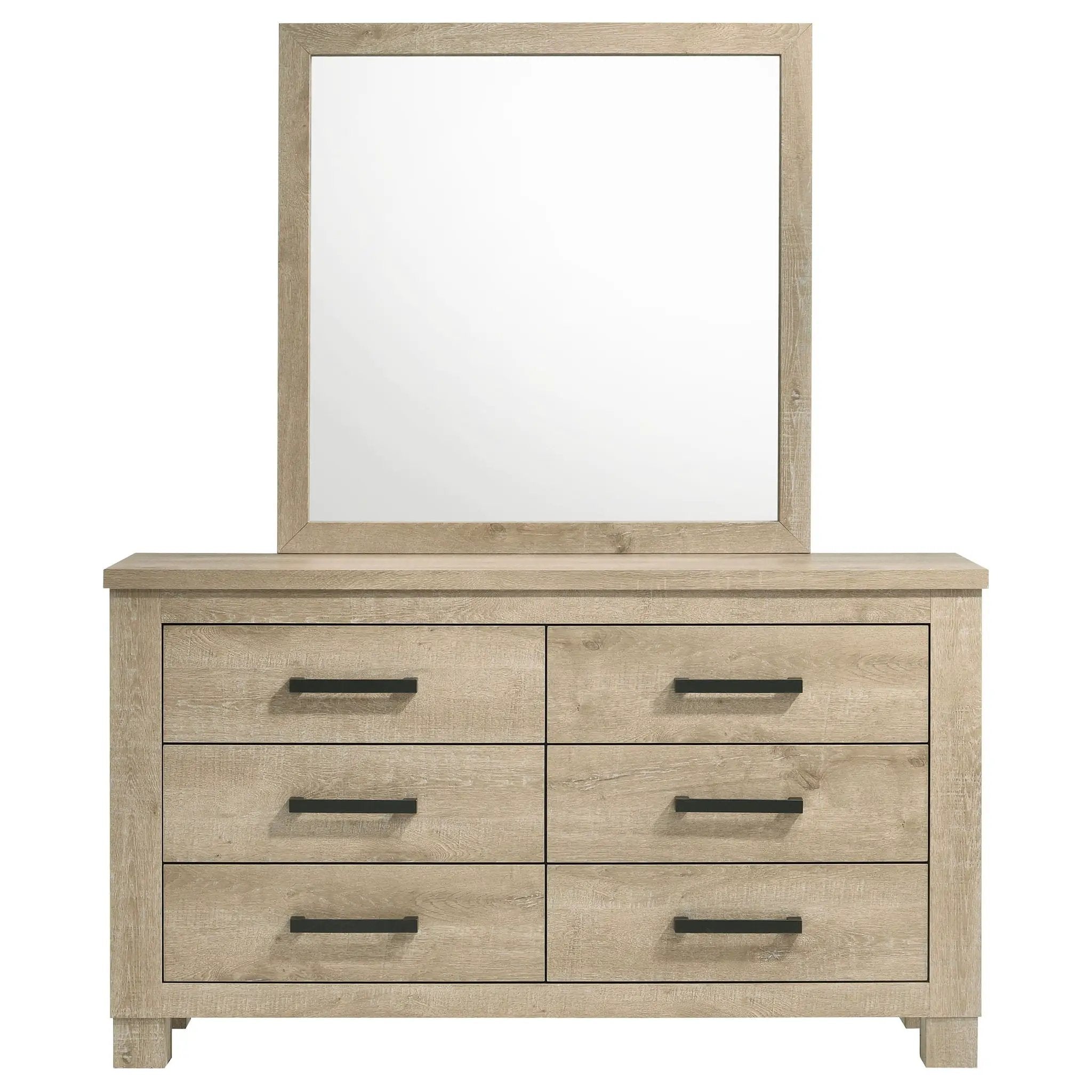 Oakglen 6-drawer Bedroom Dresser and Mirror Weathered Oak by Unique Piece Furniture