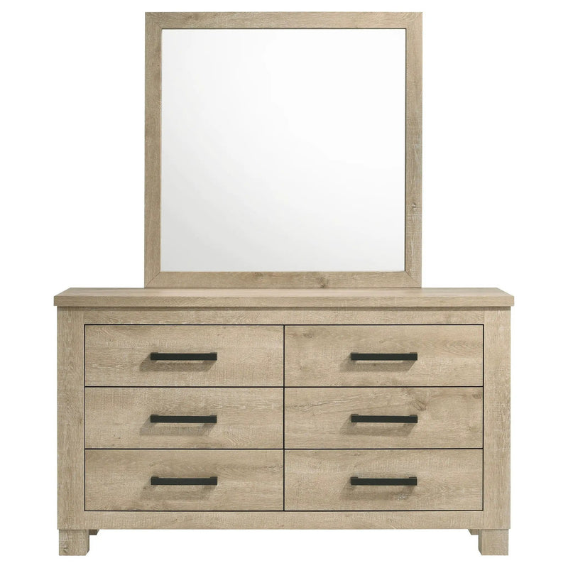 Oakglen 6-drawer Bedroom Dresser and Mirror Weathered Oak by Unique Piece Furniture
