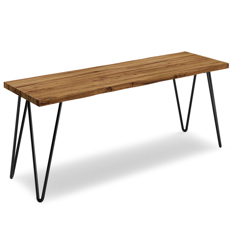Natural Mango Wood Accent Bench with Metal Hairpin Legs - Natural