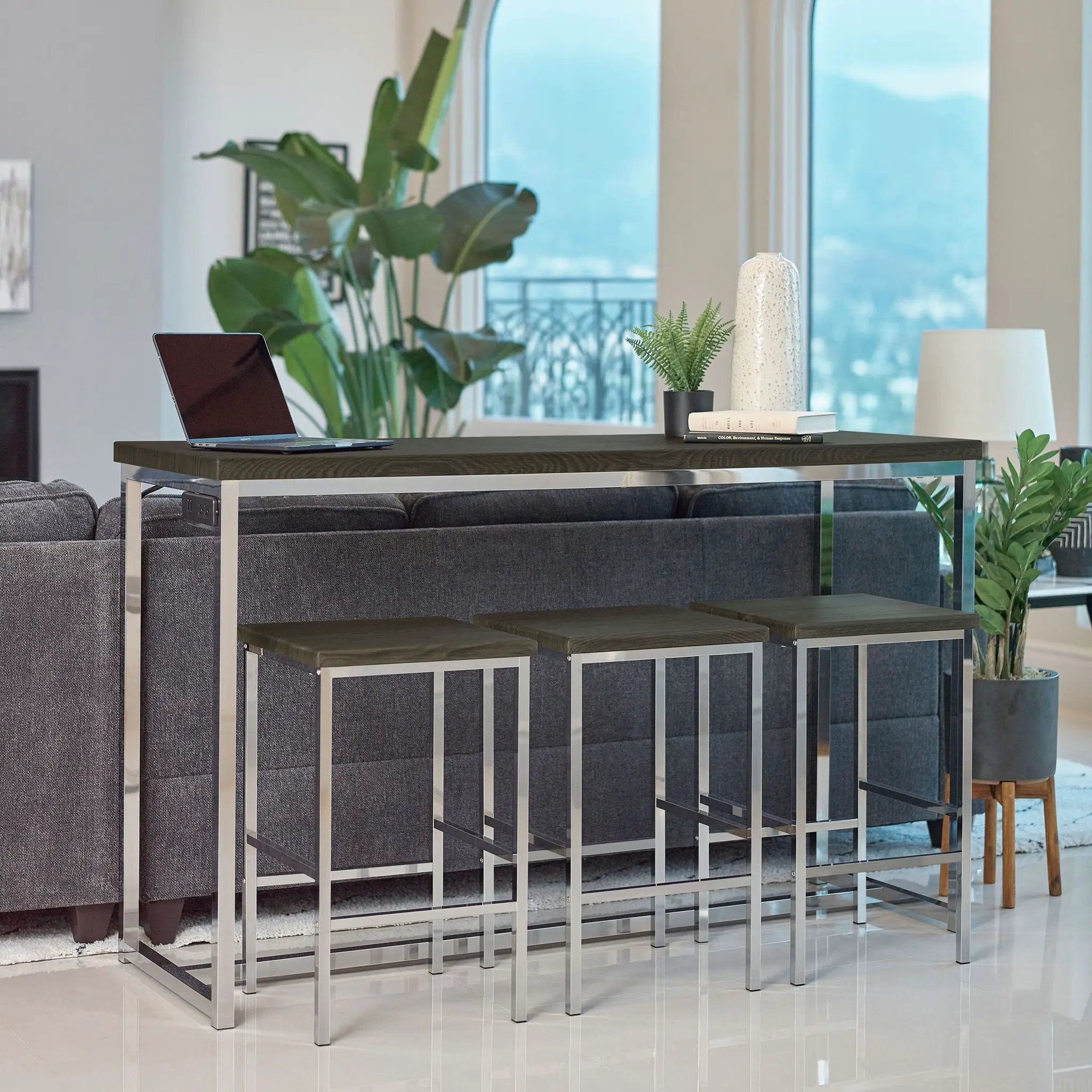 Cassidy 4-piece Counter Height Dining Table Set Dark Oak by Unique Piece Furniture
