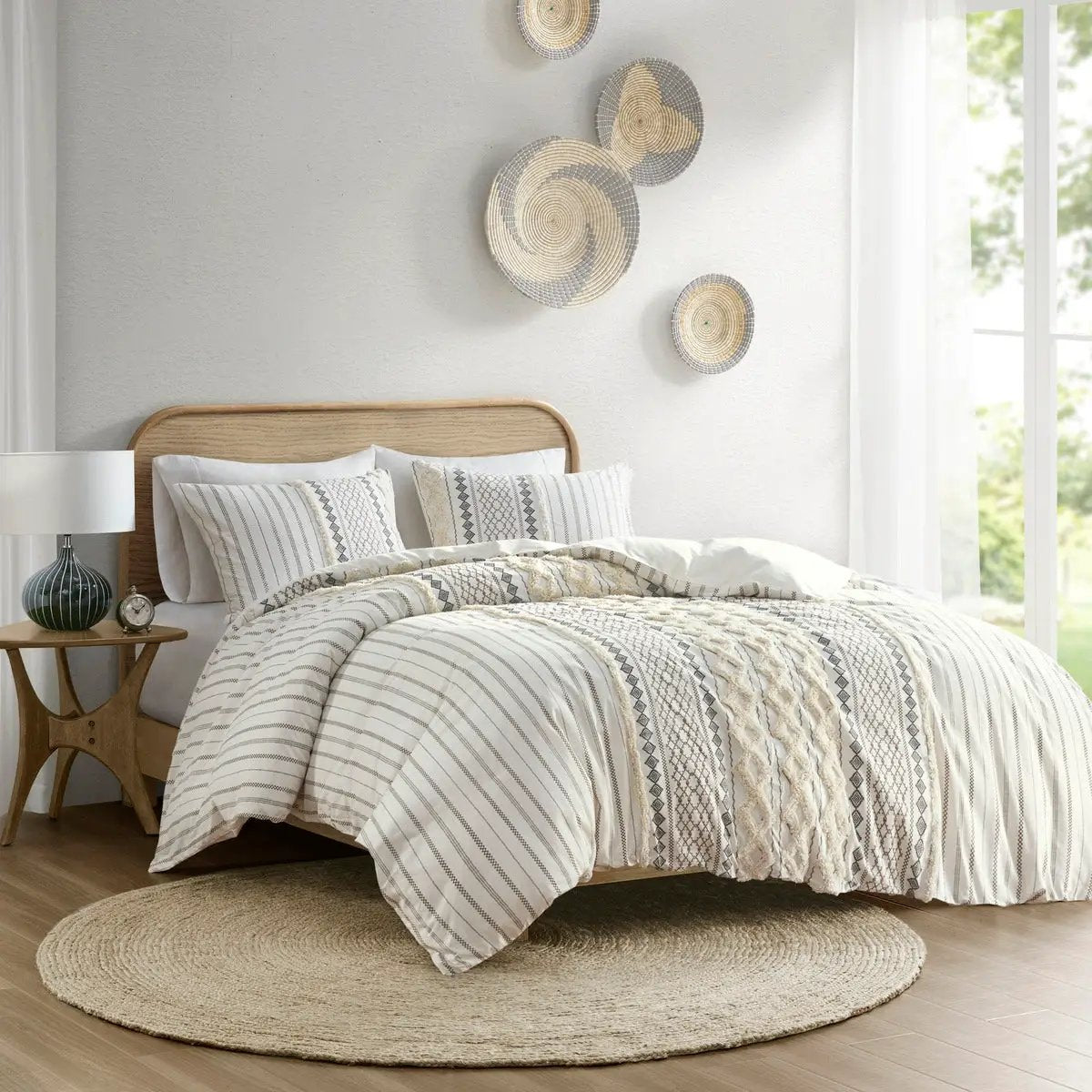 Full/Queen Cotton Printed Duvet Cover Set with Chenille by HouseOfZazla