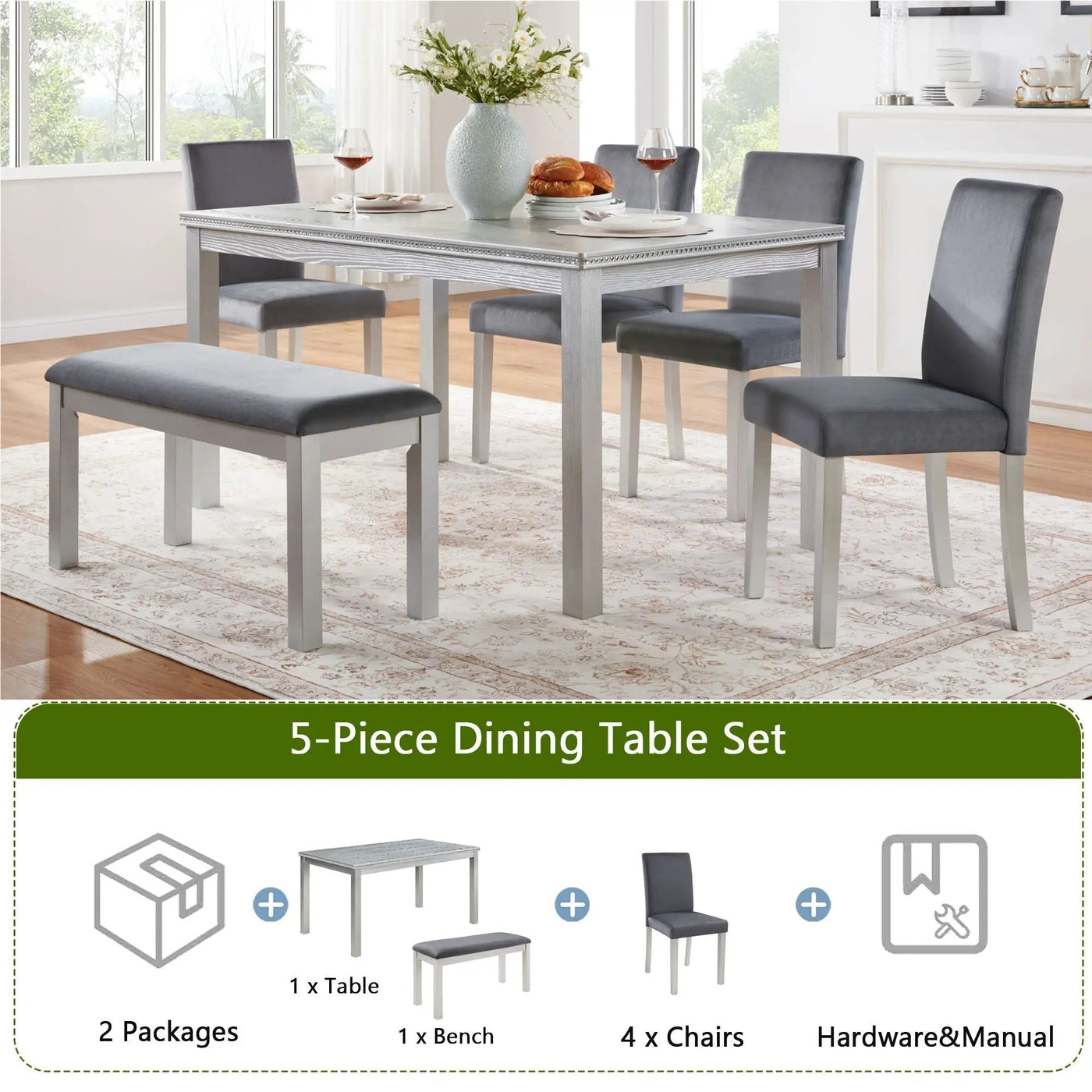 Dining Table Set, Table With A Rectangular Table And Upholstered Chairs by HouseOfZazla