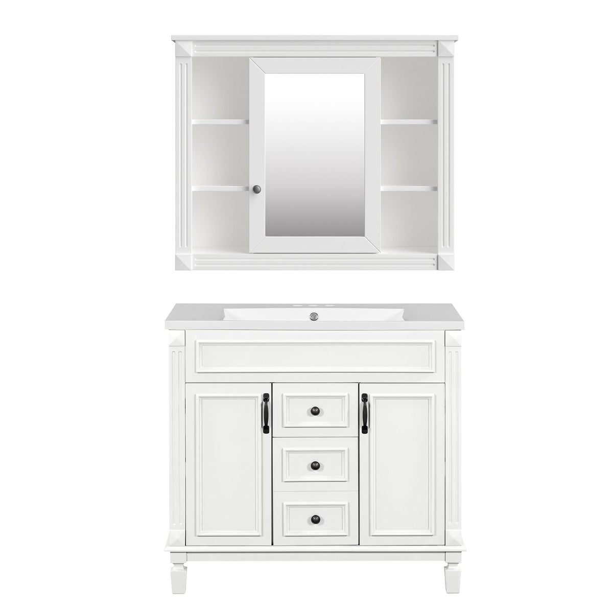 Bathroom Vanity with Sink and Mirror Cabinet with Soft-Closing Doors - Black, Blue, White, Dark Gray, photo 4 of 16