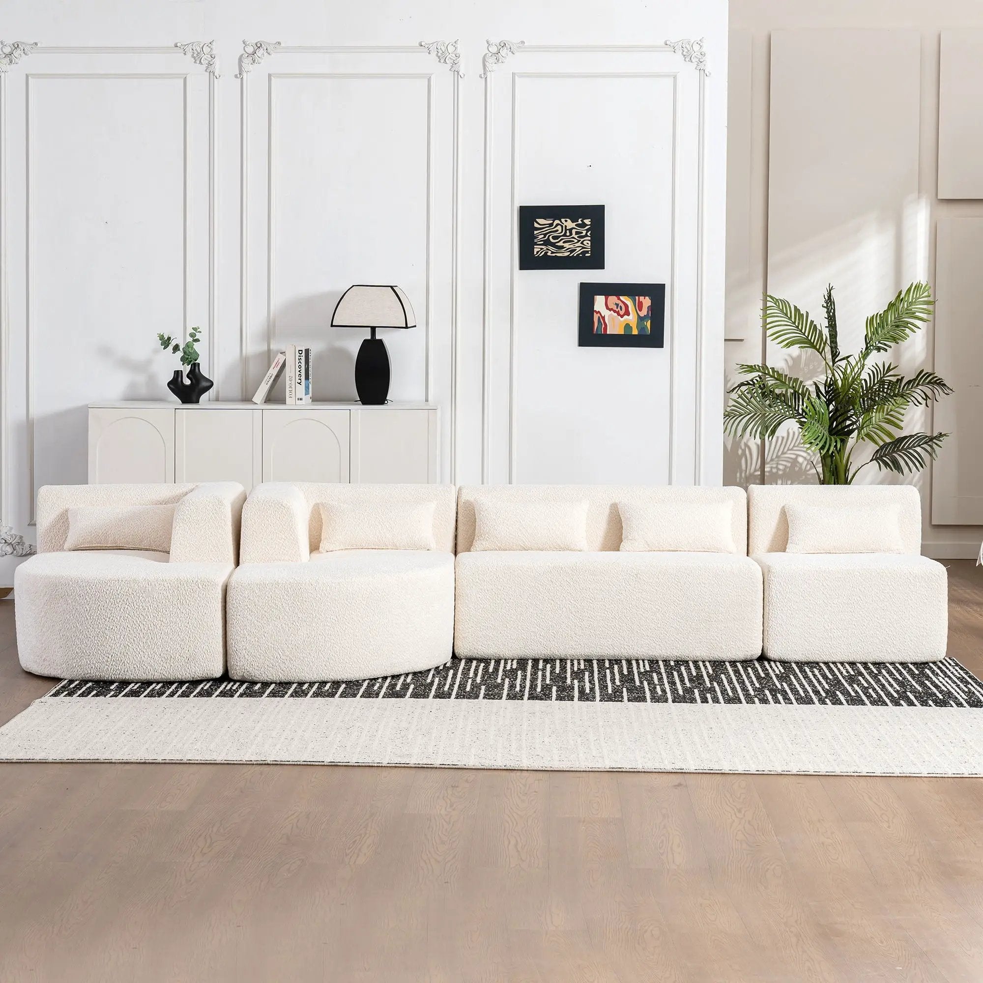 Upholstered Sofa Free Combined Sofa Couch With 2 Chaise Lounge And Five Back Pillows For Living Room by HouseOfZazla