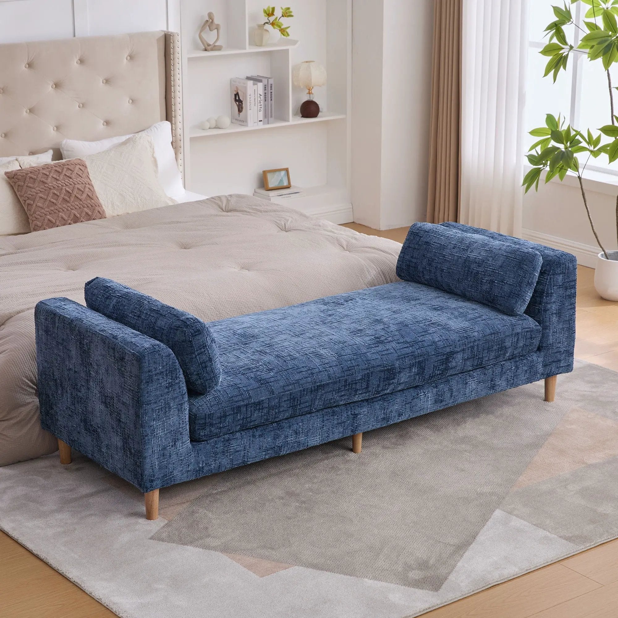 Modern Upholstered End Of Bed Bench With Armrests by HouseOfZazla