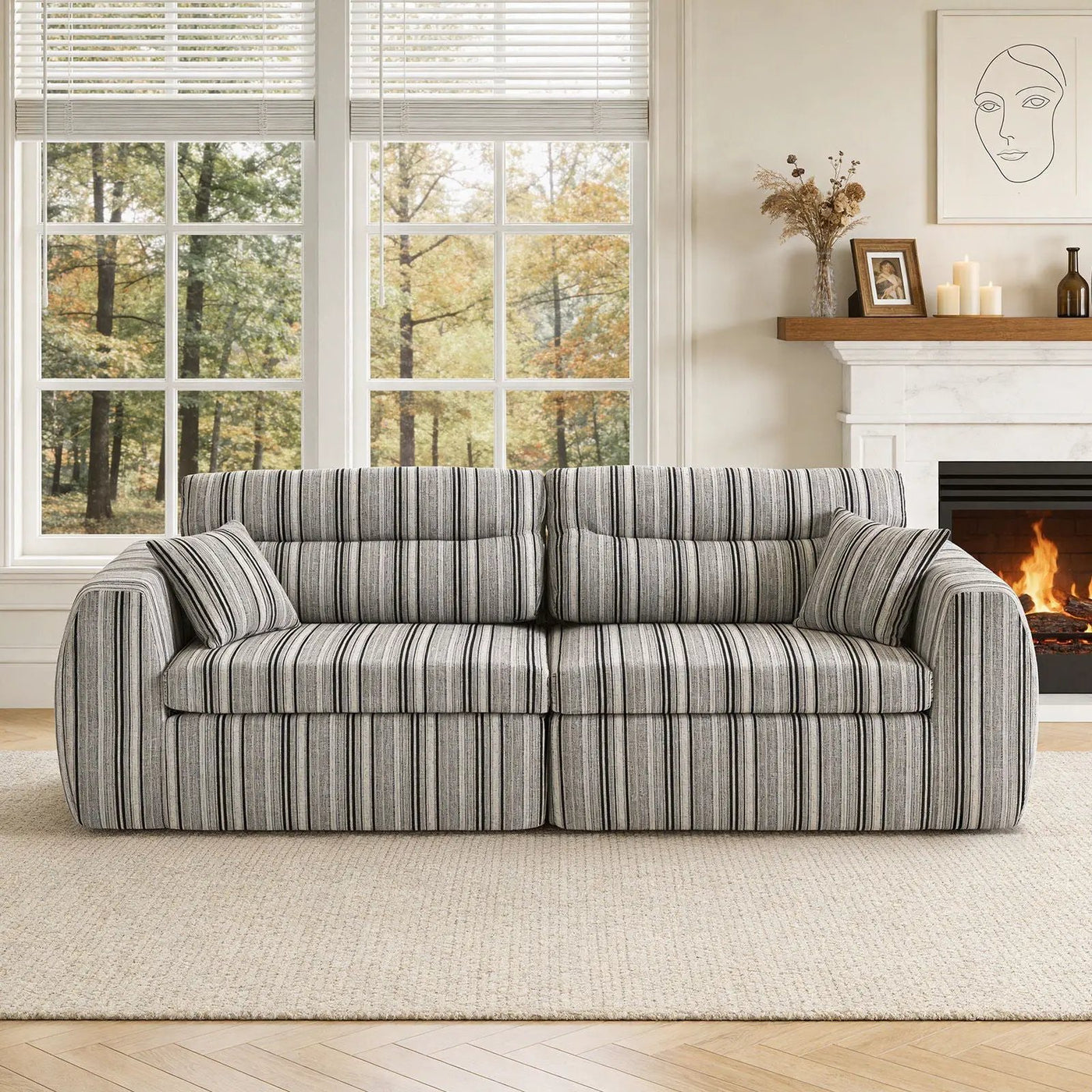 3 Seater, Couch With Throw Pillows For Living Room by HouseOfZazla