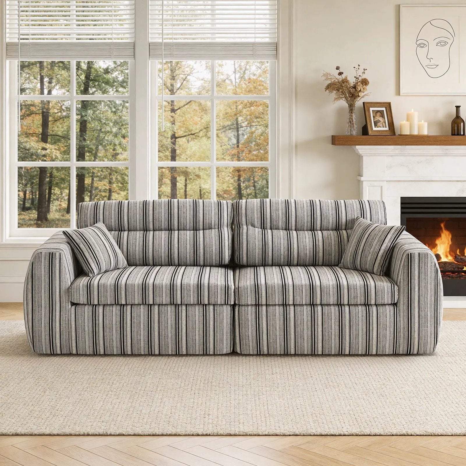3 Seater, Couch With Throw Pillows For Living Room by HouseOfZazla