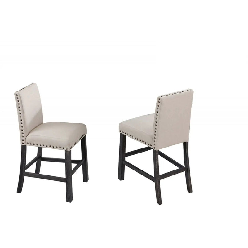 Upholstered Counter Dining Chair, Nailhead Trim (Set of 2) - Natural by HouseOfZazla
