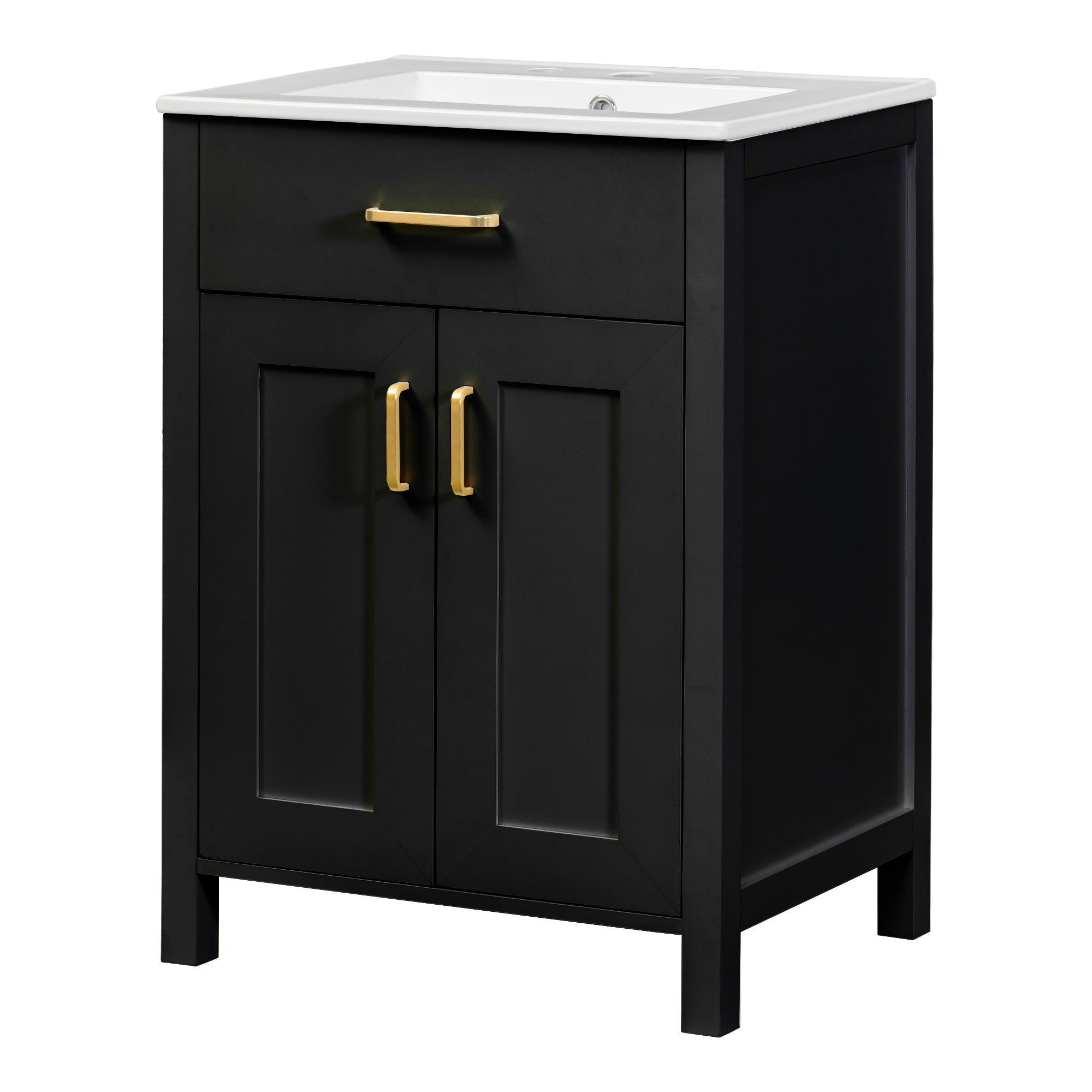 Bathroom Vanity Combo With Ceramic Sink, Luxurious Space-Saving Vanity, 2 Soft Close Doors by HouseOfZazla