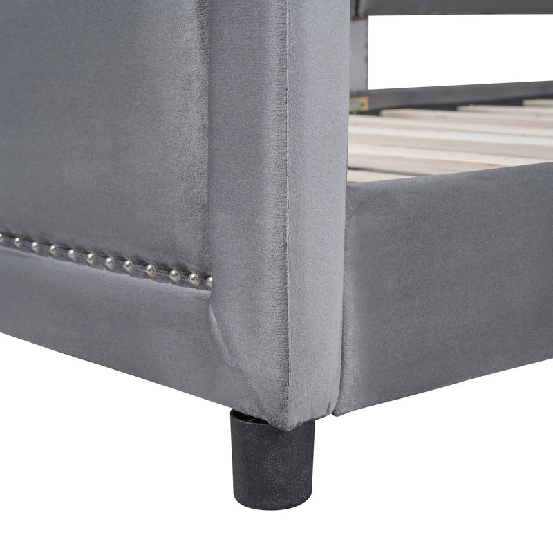 Upholstered Daybed With Classic Stripe Shaped Headboard by HouseOfZazla